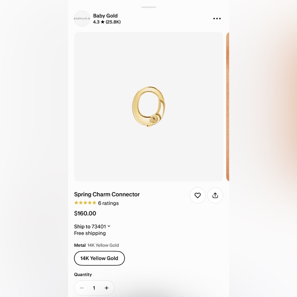 14k solid yellow gold spring charm connector clasp necklace bracelet 11X9mm NWT